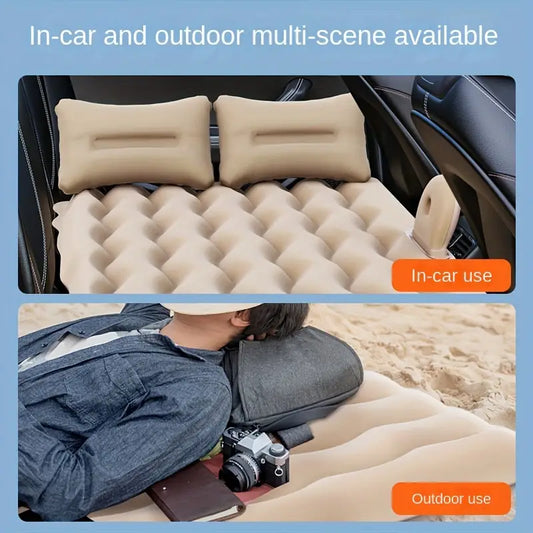 سرير مطاطي للسيارة مع وسادتين ومضخة كهربائية